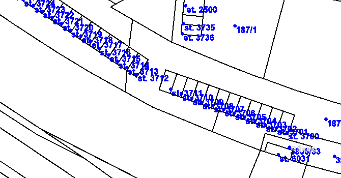Parcela st. 3711 v KÚ Dvůr Králové nad Labem, Katastrální mapa