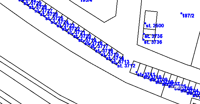 Parcela st. 3715 v KÚ Dvůr Králové nad Labem, Katastrální mapa