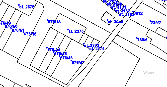 Parcela st. 3773 v KÚ Dvůr Králové nad Labem, Katastrální mapa