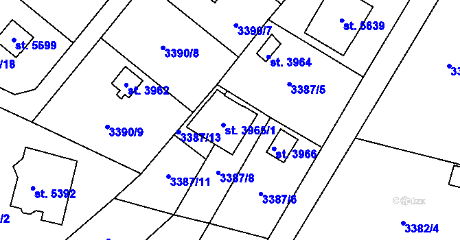 Parcela st. 3965/1 v KÚ Dvůr Králové nad Labem, Katastrální mapa