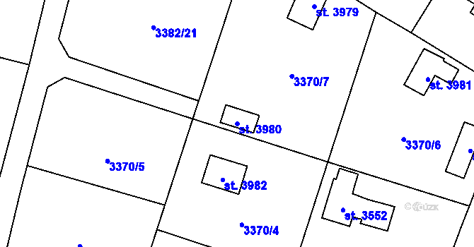 Parcela st. 3980 v KÚ Dvůr Králové nad Labem, Katastrální mapa