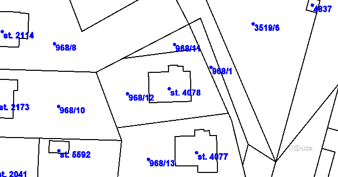 Parcela st. 4078 v KÚ Dvůr Králové nad Labem, Katastrální mapa