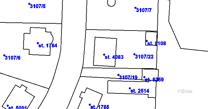 Parcela st. 4083 v KÚ Dvůr Králové nad Labem, Katastrální mapa