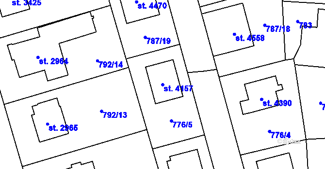 Parcela st. 4157 v KÚ Dvůr Králové nad Labem, Katastrální mapa