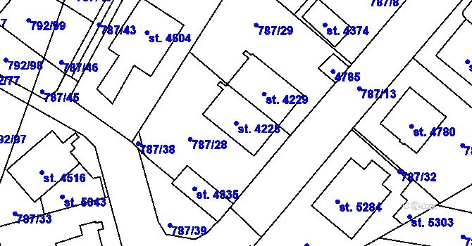 Parcela st. 4228 v KÚ Dvůr Králové nad Labem, Katastrální mapa