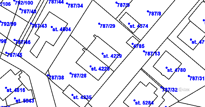 Parcela st. 4229 v KÚ Dvůr Králové nad Labem, Katastrální mapa