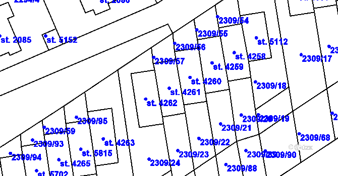 Parcela st. 4261 v KÚ Dvůr Králové nad Labem, Katastrální mapa