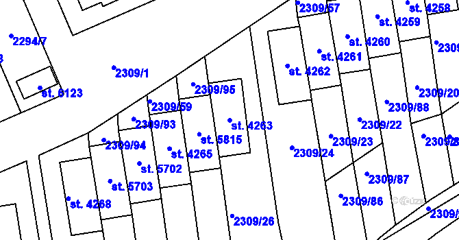 Parcela st. 4263 v KÚ Dvůr Králové nad Labem, Katastrální mapa