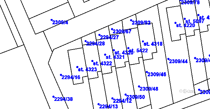Parcela st. 4321 v KÚ Dvůr Králové nad Labem, Katastrální mapa