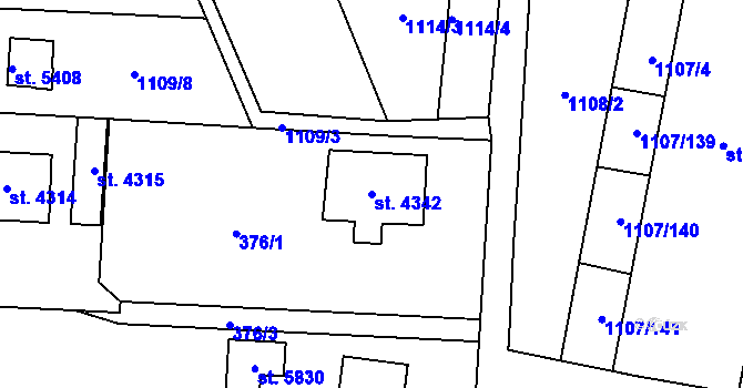 Parcela st. 4342 v KÚ Dvůr Králové nad Labem, Katastrální mapa