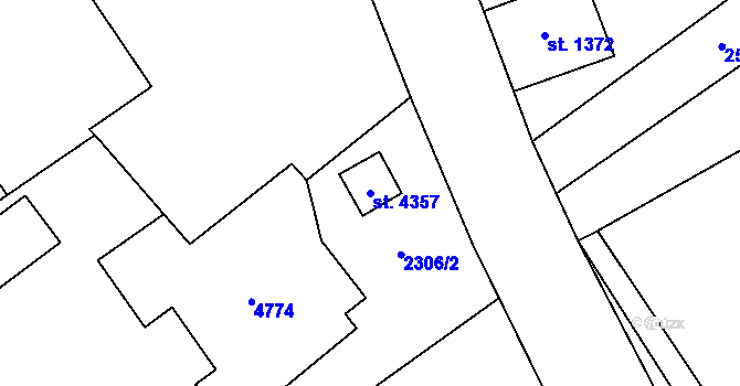 Parcela st. 4357 v KÚ Dvůr Králové nad Labem, Katastrální mapa
