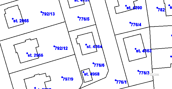 Parcela st. 4364 v KÚ Dvůr Králové nad Labem, Katastrální mapa