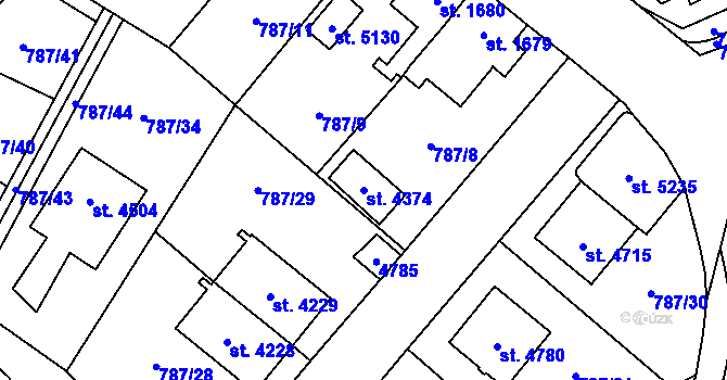 Parcela st. 4374 v KÚ Dvůr Králové nad Labem, Katastrální mapa