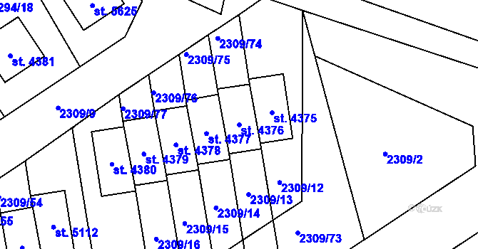 Parcela st. 4376 v KÚ Dvůr Králové nad Labem, Katastrální mapa