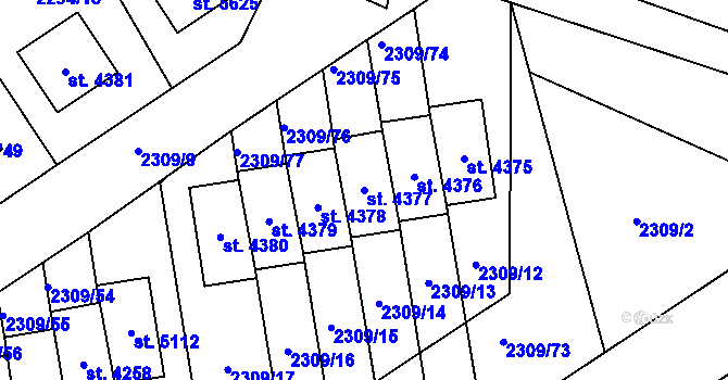 Parcela st. 4377 v KÚ Dvůr Králové nad Labem, Katastrální mapa