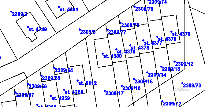 Parcela st. 4380 v KÚ Dvůr Králové nad Labem, Katastrální mapa