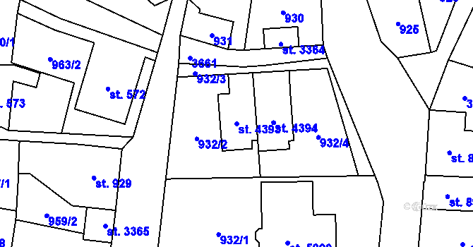 Parcela st. 4393 v KÚ Dvůr Králové nad Labem, Katastrální mapa