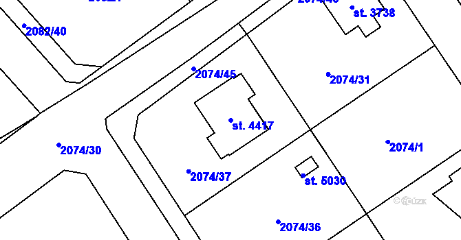 Parcela st. 4417 v KÚ Dvůr Králové nad Labem, Katastrální mapa