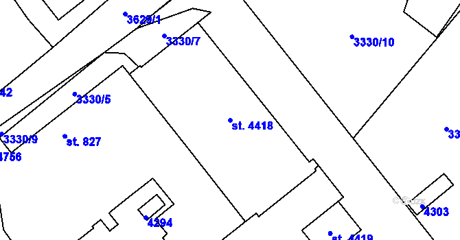 Parcela st. 4418 v KÚ Dvůr Králové nad Labem, Katastrální mapa