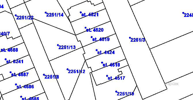 Parcela st. 4424 v KÚ Dvůr Králové nad Labem, Katastrální mapa