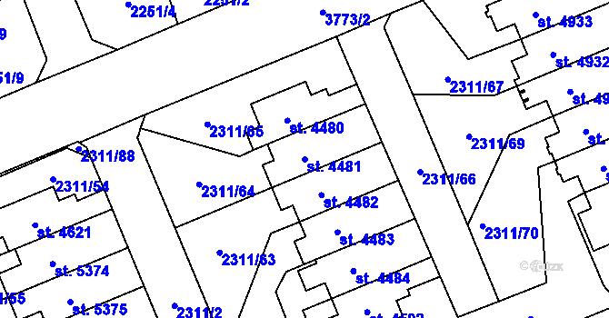 Parcela st. 4481 v KÚ Dvůr Králové nad Labem, Katastrální mapa