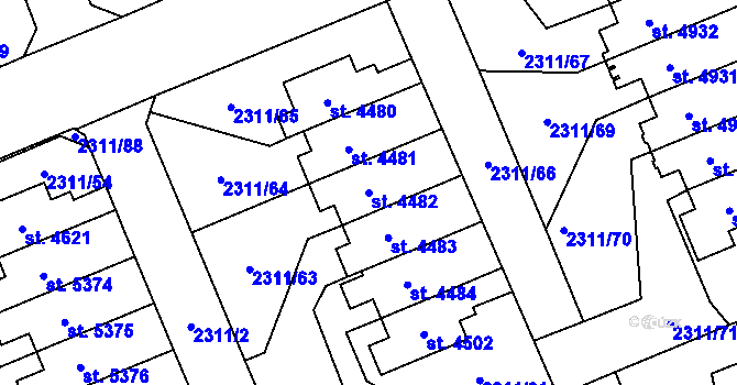 Parcela st. 4482 v KÚ Dvůr Králové nad Labem, Katastrální mapa