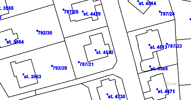 Parcela st. 4512 v KÚ Dvůr Králové nad Labem, Katastrální mapa