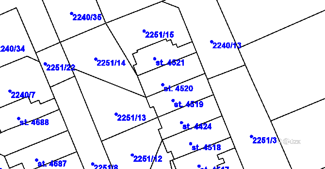 Parcela st. 4520 v KÚ Dvůr Králové nad Labem, Katastrální mapa
