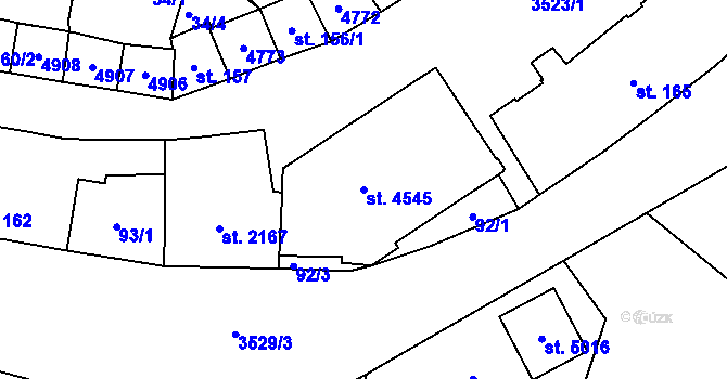Parcela st. 4545 v KÚ Dvůr Králové nad Labem, Katastrální mapa