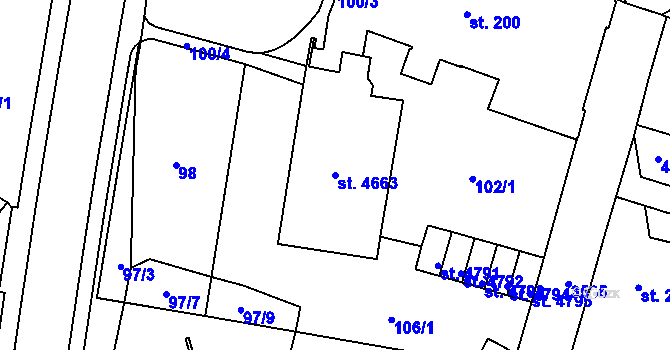 Parcela st. 4663 v KÚ Dvůr Králové nad Labem, Katastrální mapa