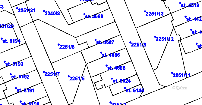 Parcela st. 4686 v KÚ Dvůr Králové nad Labem, Katastrální mapa