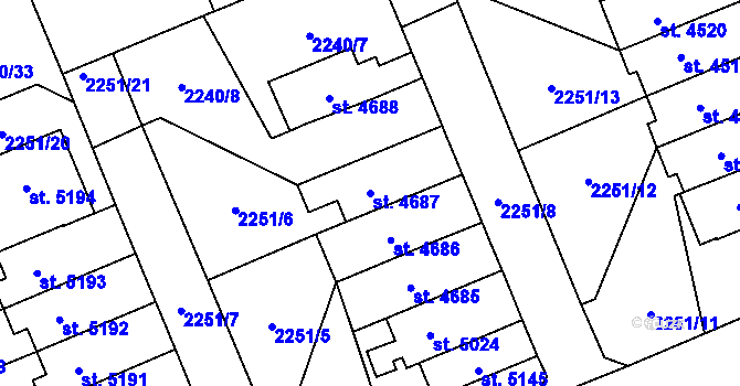 Parcela st. 4687 v KÚ Dvůr Králové nad Labem, Katastrální mapa