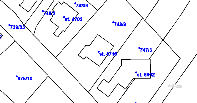Parcela st. 4716 v KÚ Dvůr Králové nad Labem, Katastrální mapa