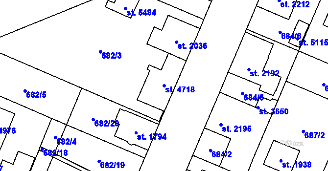 Parcela st. 4718 v KÚ Dvůr Králové nad Labem, Katastrální mapa