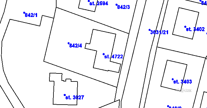 Parcela st. 4722 v KÚ Dvůr Králové nad Labem, Katastrální mapa