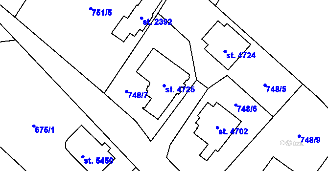 Parcela st. 4725 v KÚ Dvůr Králové nad Labem, Katastrální mapa