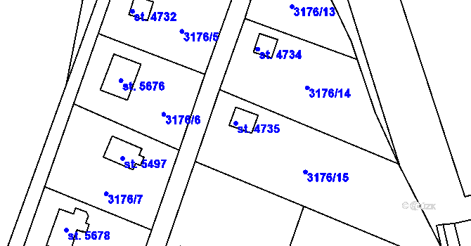 Parcela st. 4735 v KÚ Dvůr Králové nad Labem, Katastrální mapa