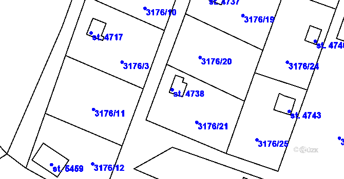 Parcela st. 4738 v KÚ Dvůr Králové nad Labem, Katastrální mapa