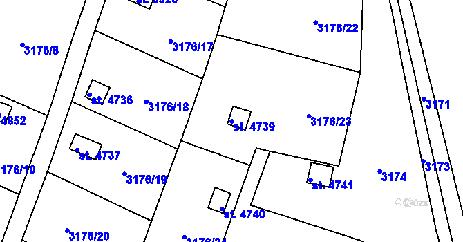 Parcela st. 4739 v KÚ Dvůr Králové nad Labem, Katastrální mapa