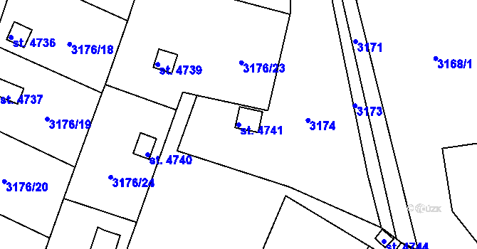 Parcela st. 4741 v KÚ Dvůr Králové nad Labem, Katastrální mapa