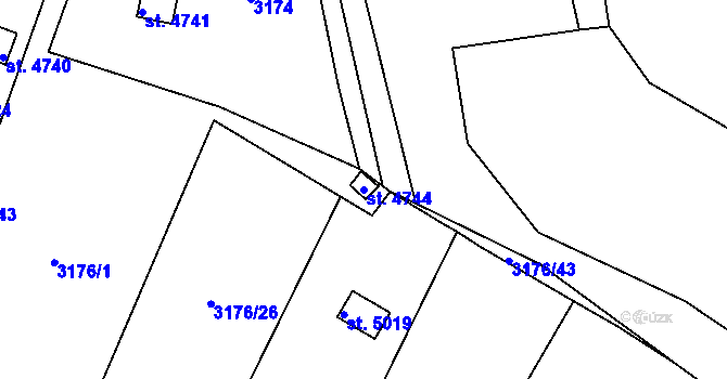Parcela st. 4744 v KÚ Dvůr Králové nad Labem, Katastrální mapa