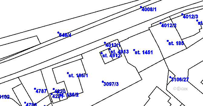 Parcela st. 4912 v KÚ Dvůr Králové nad Labem, Katastrální mapa