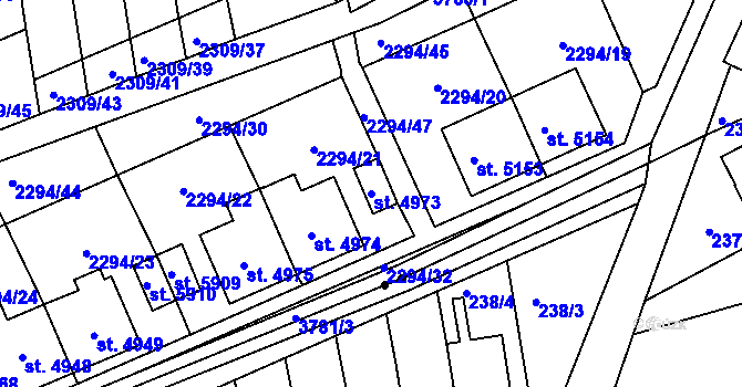 Parcela st. 4973 v KÚ Dvůr Králové nad Labem, Katastrální mapa