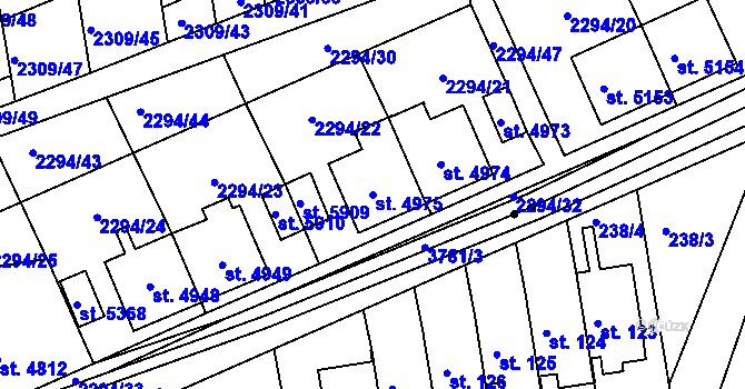 Parcela st. 4975 v KÚ Dvůr Králové nad Labem, Katastrální mapa