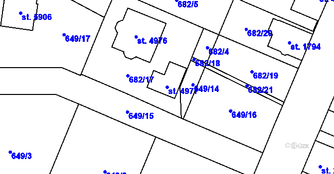 Parcela st. 4977 v KÚ Dvůr Králové nad Labem, Katastrální mapa