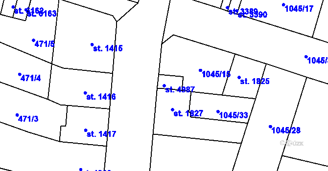Parcela st. 4987 v KÚ Dvůr Králové nad Labem, Katastrální mapa