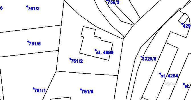 Parcela st. 4999 v KÚ Dvůr Králové nad Labem, Katastrální mapa