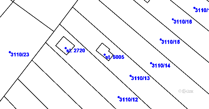 Parcela st. 5005 v KÚ Dvůr Králové nad Labem, Katastrální mapa