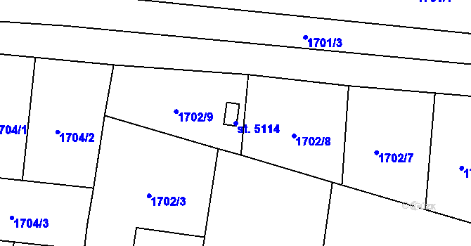 Parcela st. 5114 v KÚ Dvůr Králové nad Labem, Katastrální mapa