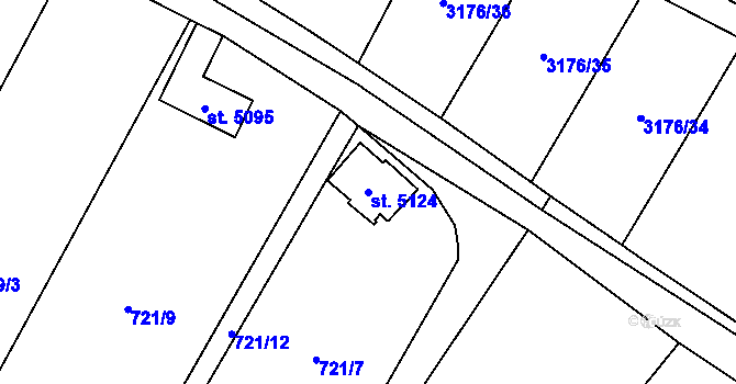 Parcela st. 5124 v KÚ Dvůr Králové nad Labem, Katastrální mapa